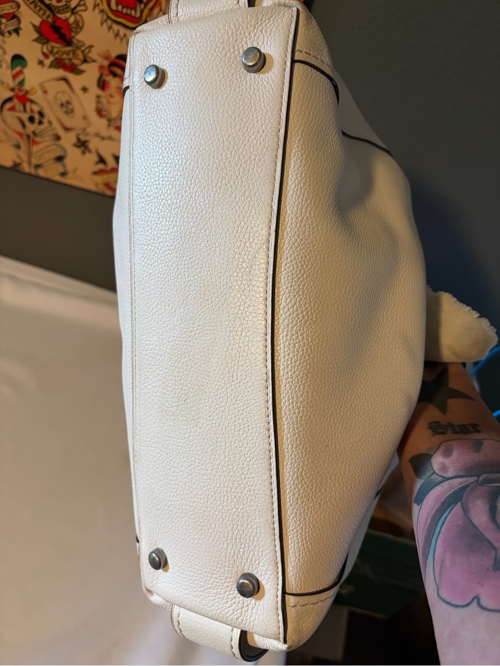 Coach Edie 31 Leather Shoulder Bag w/ Prairie Rivet in Chalk - Picture 3 of 9